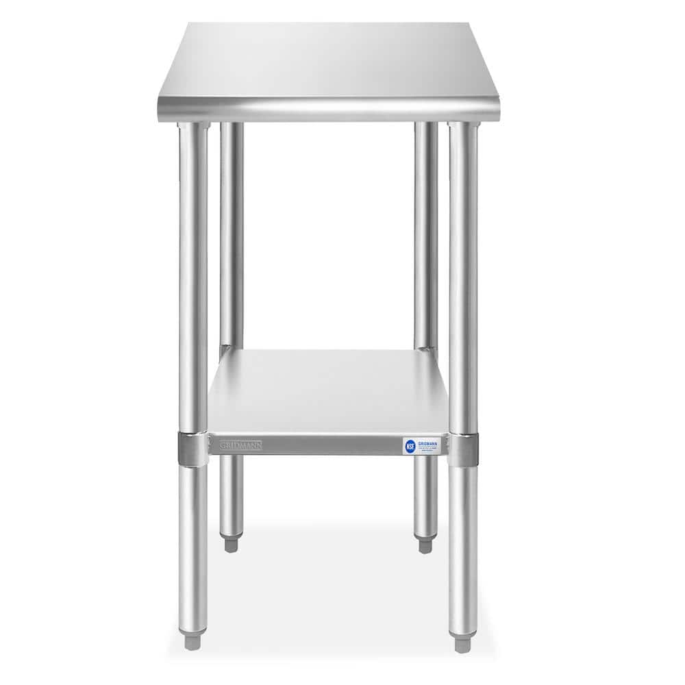 GRIDMANN 34.5" Stainless Steel Commercial Prep Table with Undershelf