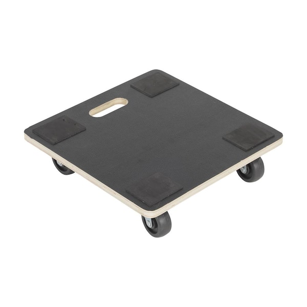 16 in. x 16 in. x 4 in. 400 lbs. Capacity Black Hardwood Square Dolly Deck
