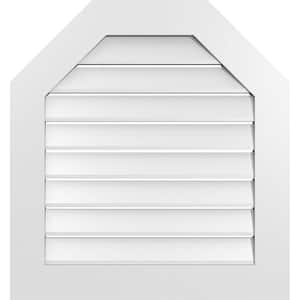 28 in. x 30 in. Octagonal Top Surface Mount PVC Gable Vent: Functional with Standard Frame