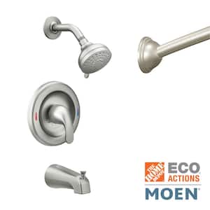 Adler Single-Handle 4-Spray Tub and Shower Faucet with Shower Rod in Spot Resist Brushed Nickel (Valve Included)