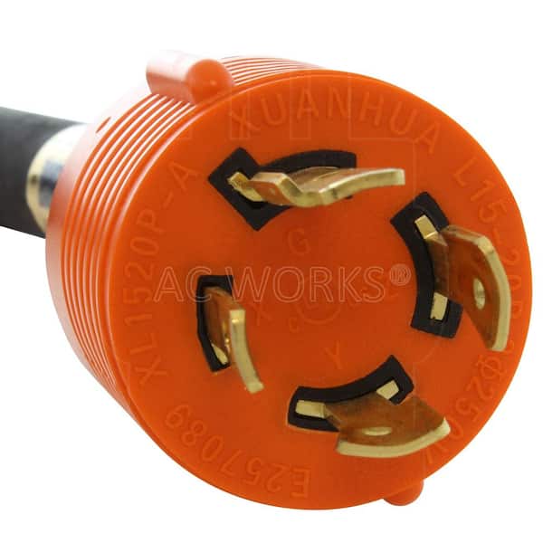 AC WORKS 25 ft. SOOW 12/4 NEMA L15-20 20 Amp 3-Phase 250-Volt