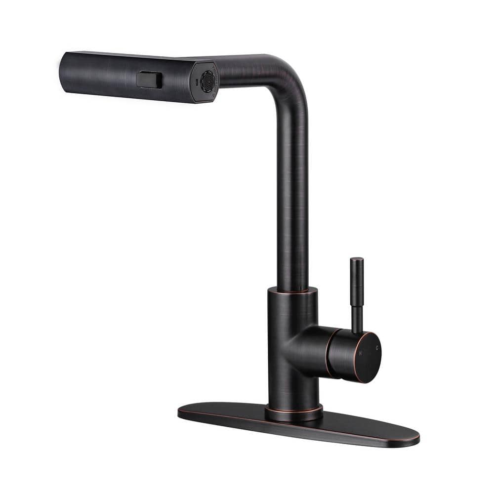 Waterfall 15.7 in. Single Handle Pull Down Sprayer Kitchen Faucet with 360° Spout Swivel in Oil Rubbed Bronze price history on PriceWatchPro