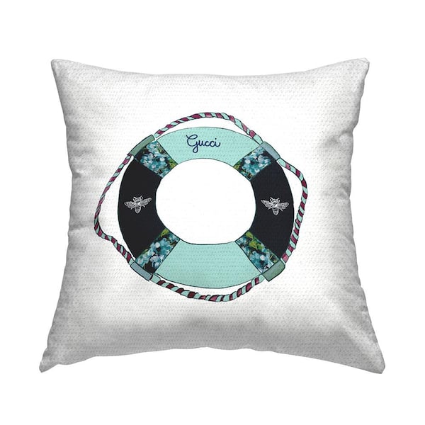 Stupell Industries Nautical Fashion Buoy Upscale Glam Trend Blue Square Outdoor Throw Pillow