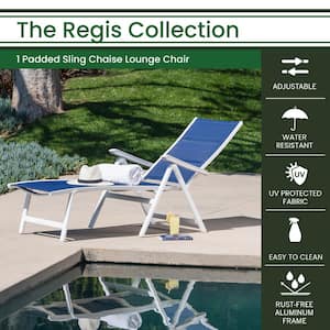 Regis Padded Sling Chaise Lounge Modern Luxury Outdoor Furniture, Slim Aluminum Frame, Quick-Dry Sling Fabric