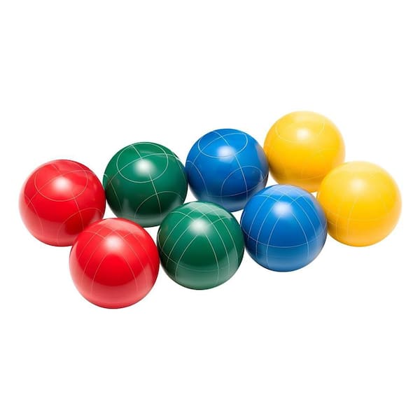Bocce Ball Set, 107 mm, with 8-Resin Balls, Pallino, Carrying Bag and Measuring Rope, Red/Green/Blue/Yellow 4 Colors