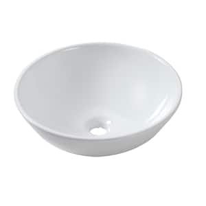 Ami Bathroom Round Ceramic 13 in. L x 13 in. W x 5 in. H Circular Vessel Sink Art Basin in White