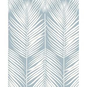 Light Blue Palm Silhouette Prepasted Paper Wallpaper Roll