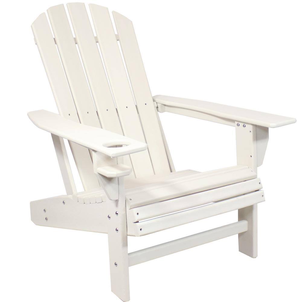 Sunnydaze Decor Lake Style HDPE Plastic Adirondack Chair with Cup Holder