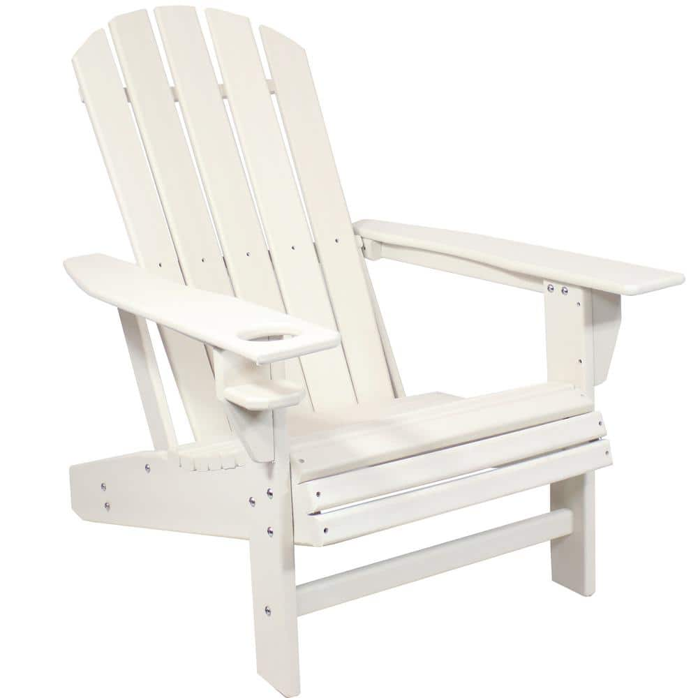 Sunnydaze Lake Style HDPE Plastic Adirondack Chair with Cup Holder