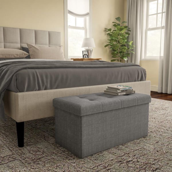 Large Folding Storage Bench Ottoman, Storage Ottoman Bench For King Size Bed