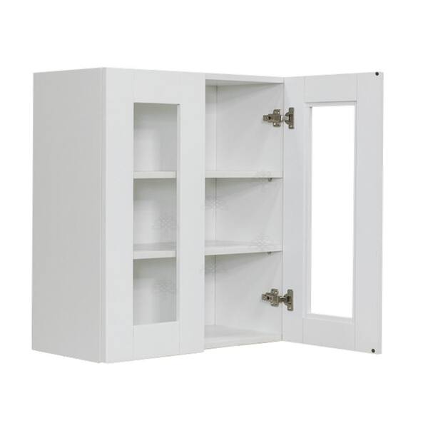 LIFEART CABINETRY Anchester Assembled 30 in. x 30 in. x 12 in. Wall Mullion Door Cabinet with 2-Doors 2-Shelves in White