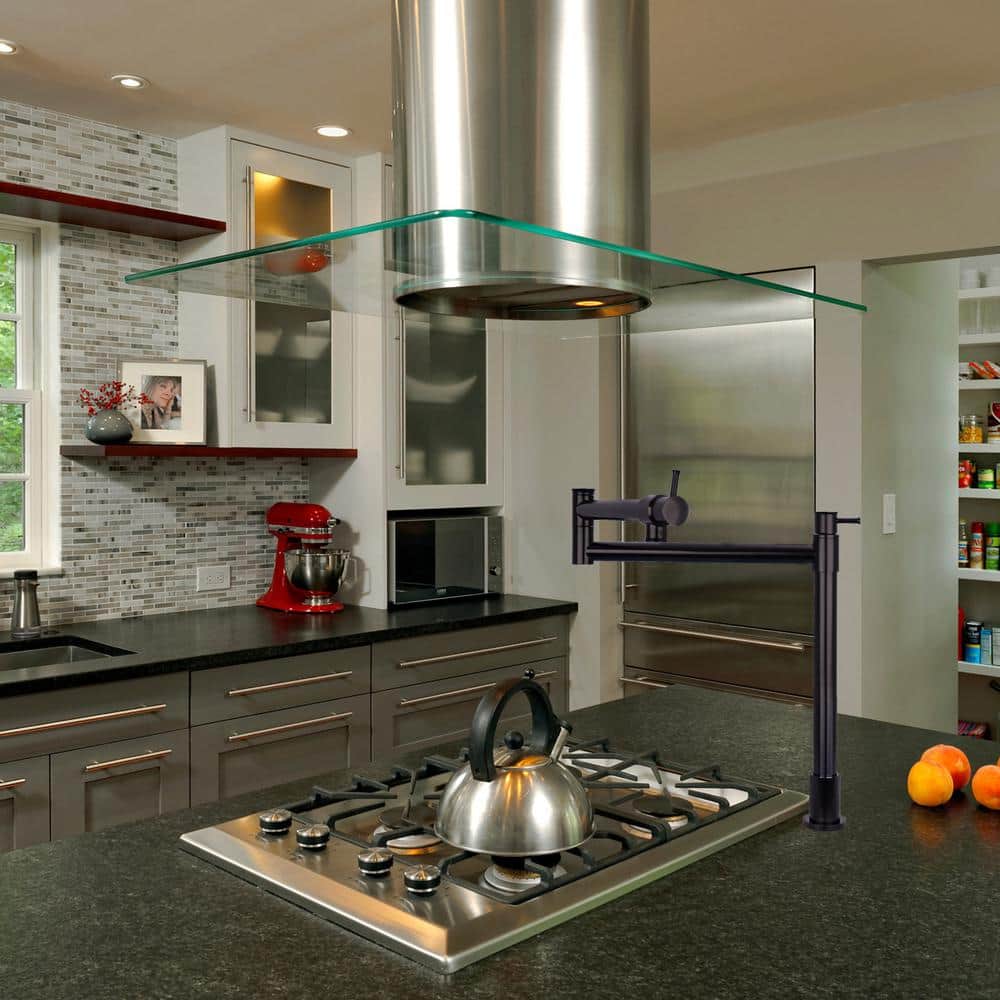 Matte Black Double Handle Pot Filler Faucet