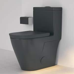 Turner One-Piece 1.1/1.6 GPF Dual Flush Siphon Elongated Toilet in Matte Black