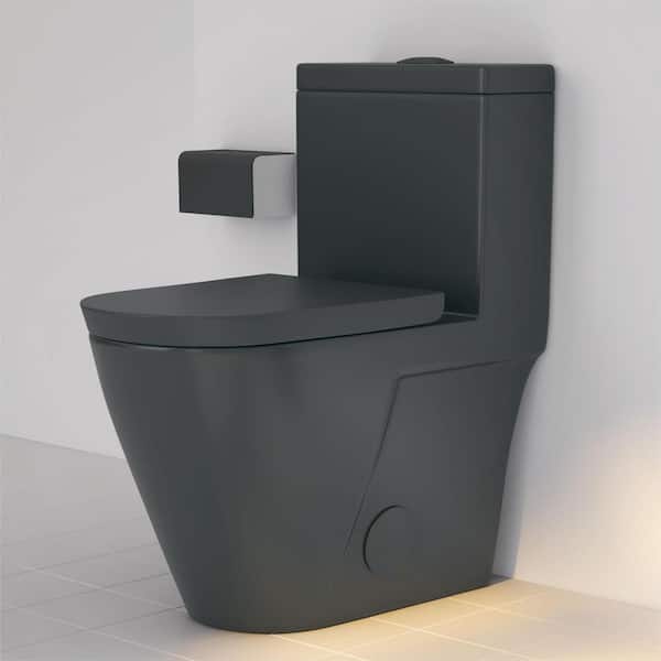 Eridanus Turner One-Piece 1.1/1.6 GPF Dual Flush Siphon Elongated Toilet in Matte Black