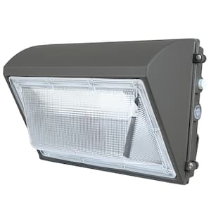 Waterproof 120-V Powered Bronze Integrated LED Wall Pack Spotlight Light 18000 Lumens 5000k White with Photocell Sensor