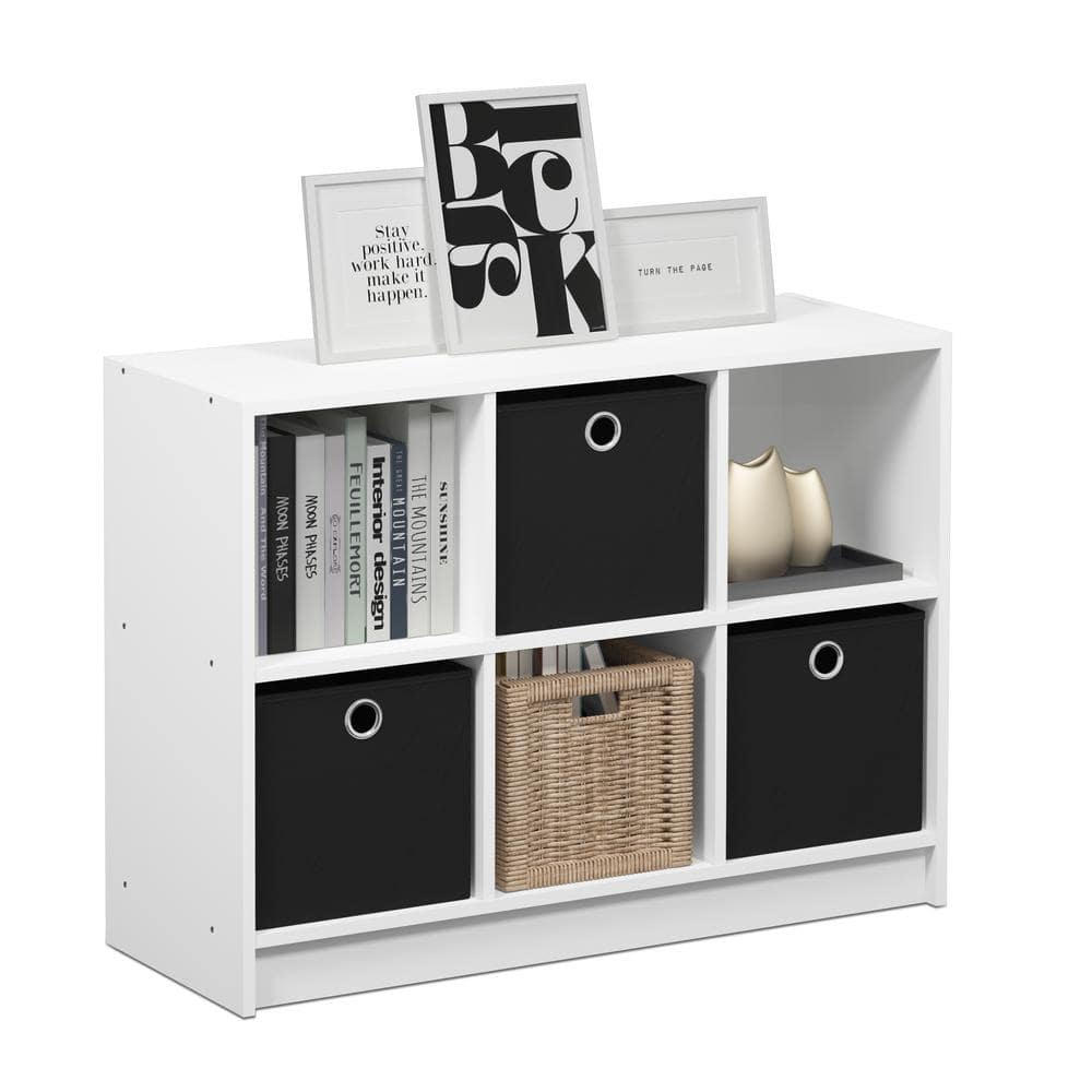 White and Black 6-Cube Engineered Wood Storage Organizer
