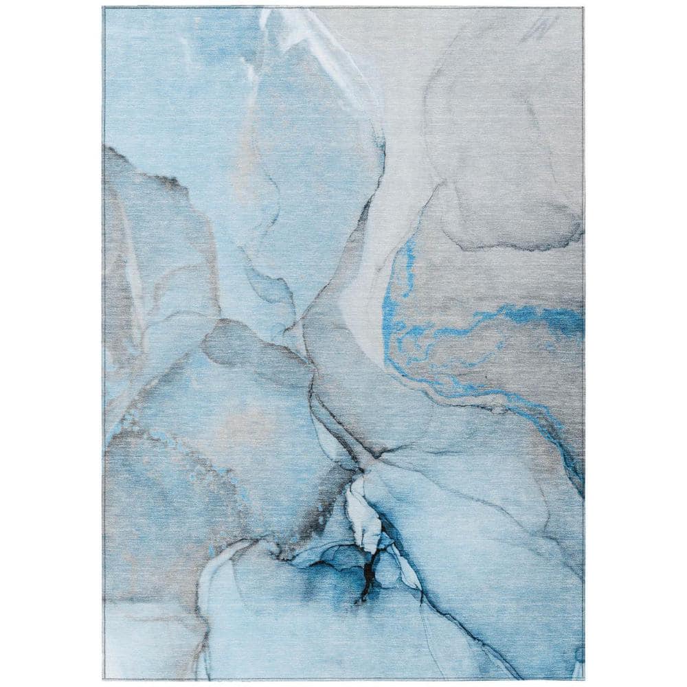 Blue and Ivory 9 ft. x 12 ft. Abstract Indoor / Outdoor Area Rug price history on PriceWatchPro