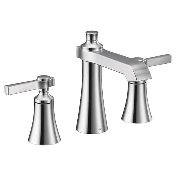 MOEN Flara 8 in. Widespread 2-Handle High-Arc Bathroom Faucet Trim Kit in Chrome (Valve Not Included)