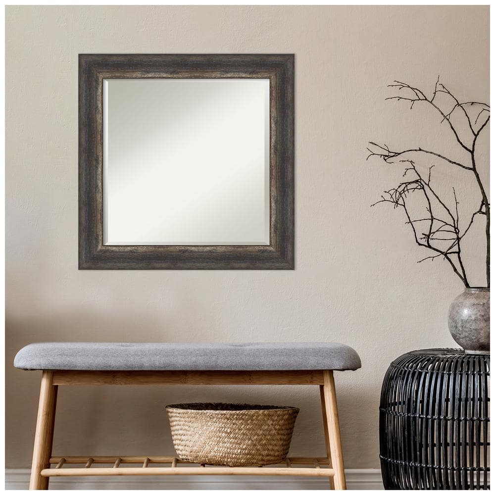 Bronze and Wood Full Length Rectangular Wall Mirror