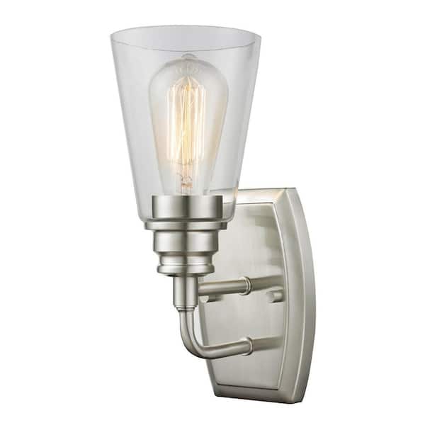 Unbranded Annora 4.75 in. 1-Light Brushed Nickel Wall Sconce Light with Clear Glass Shade with Bulb(s) Included