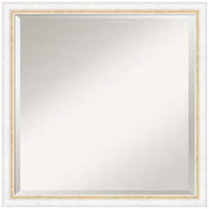 Morgan White Gold 22 in. x 22 in. Beveled Modern Square Wood Framed Wall Mirror in White