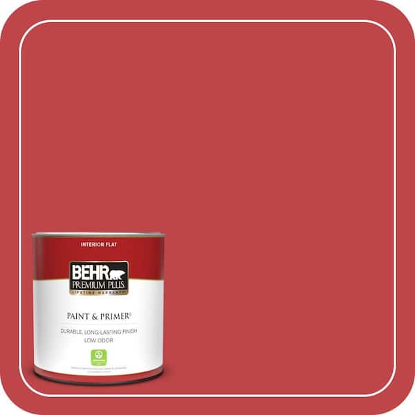 BEHR PREMIUM PLUS 1 qt. Home Decorators Collection #HDC-FL13-1 Glowing Scarlet Flat Low Odor Interior Paint & Primer