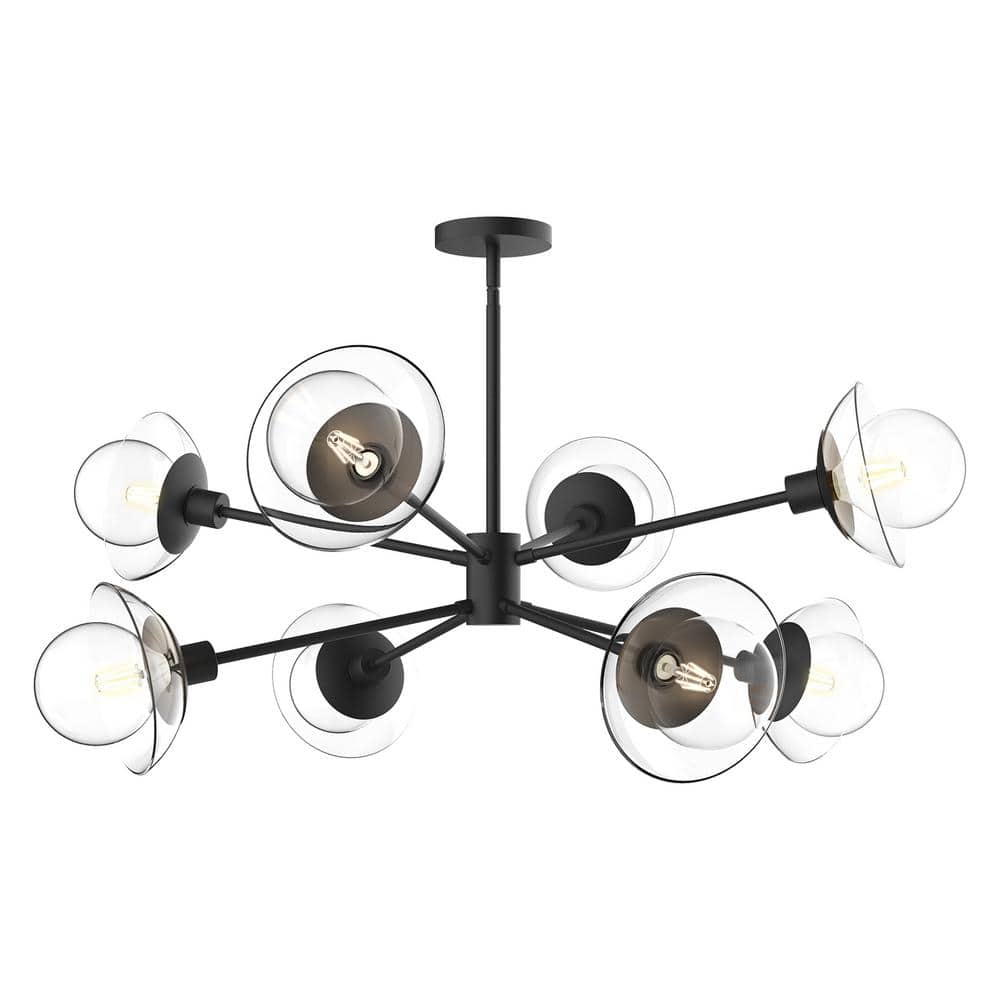 Francesca 40 in. 8 Light 60-Watt Clear Glass/Matte Black Chandelier price history on PriceWatchPro