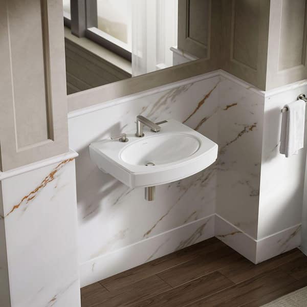 KOHLER Pinoir 22 in. x 18 in. Wall Mounted Bathroom Sink in White Vitreous China