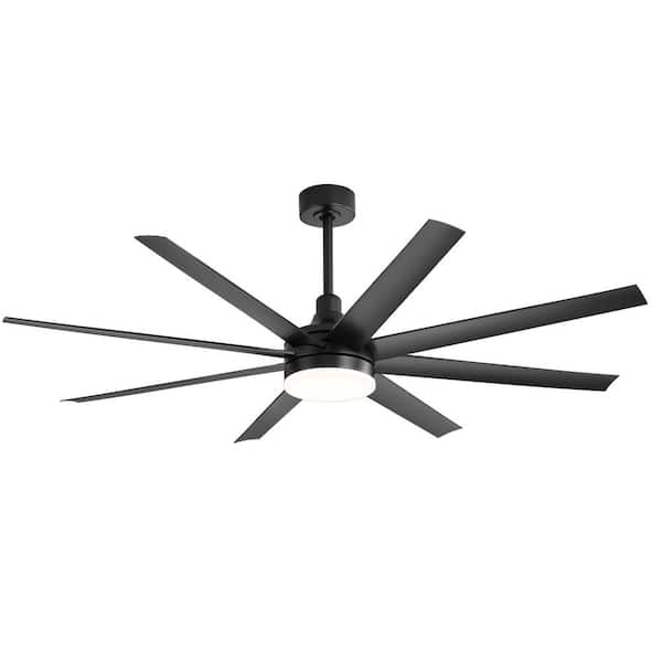 Breezary Archer 65 in. Integrated LED Indoor Black Ceiling Fans with Light and Remote Control Included