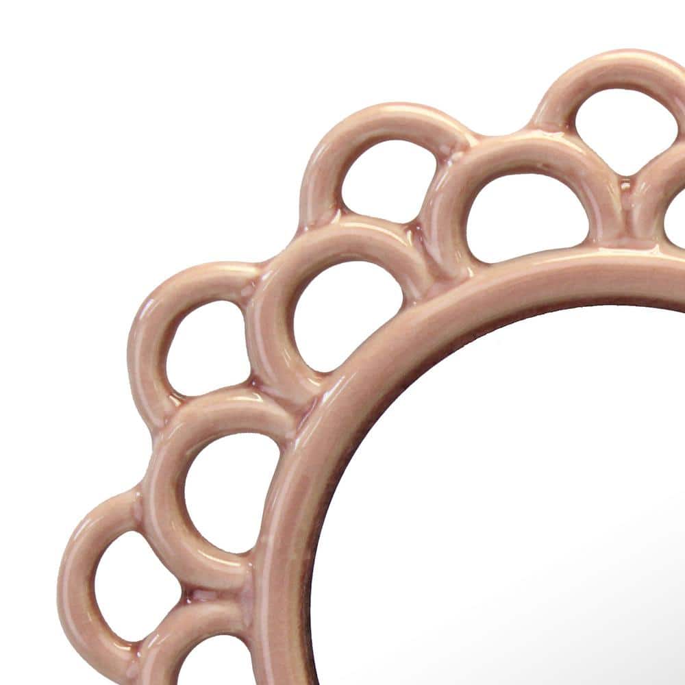 9" Round Dusty Rose Ceramic Cutout Wall Mirror