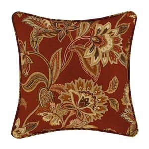 Montecito Red Polyester 16x16" Square Decorative Throw Pillow