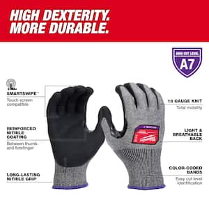 X-Large High Dexterity Cut 7 Resistant Polyurethane Dipped Work Gloves