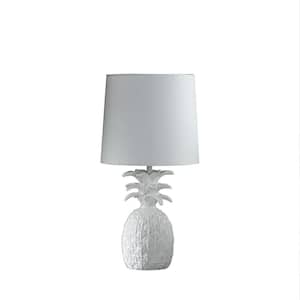 17 in. Coastal White Tropical Heahea Pineapple Table Lamp
