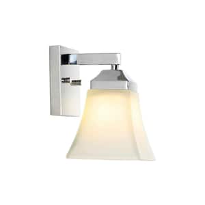 Staunton 5 in. 1-Light Iron/Glass Modern Cottage LED Vanity Light, Chrome