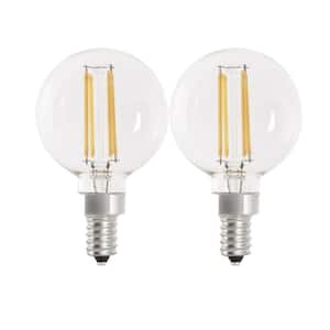 40-Watt Equivalent G16.5 Dimmable Filament E-STAR Clear Globe E12 Candelabra LED Light Bulb, Soft White 2700K (2-Pack)