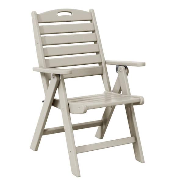 Laguna Outdoor Patio Folding Highback Dining Chair w/ Adjustable Recline in Sand