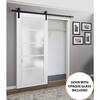 Top Mount 13FT Rail Sturdy Set Kitchen Lite Wooden Solid Panel Interior Bedroom Bathroom Door Sliding Double Barn Doors 48 x 84 with Hardware Quadro 4002 White Silk with Frosted Opaque Glass 