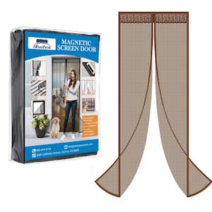 37 in. x 80 in. Brown Stainless Steel Magnetic Screen Door with Heavy Duty Magnets and Diamond Mesh Curtain
