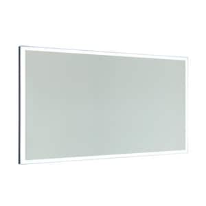 48 in. W x 28 in. H Frameless Rectangular LED Light Bathroom Vanity Mirror in Clear