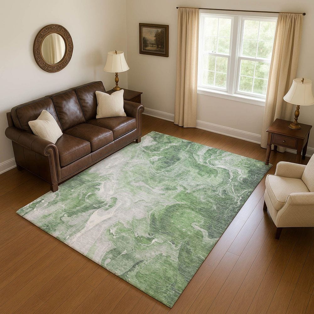 Mayfield Premium Machine Washable Abstract AMF1687 Green 5 ft. x 7 ft. 6 in. Area Rug price history on PriceWatchPro