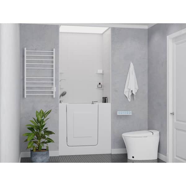 Universal Collection 27 in. L x 39 in. W Whirlpool Jetted Bathtub with Left Drain in White with Fast Fill Faucet Set