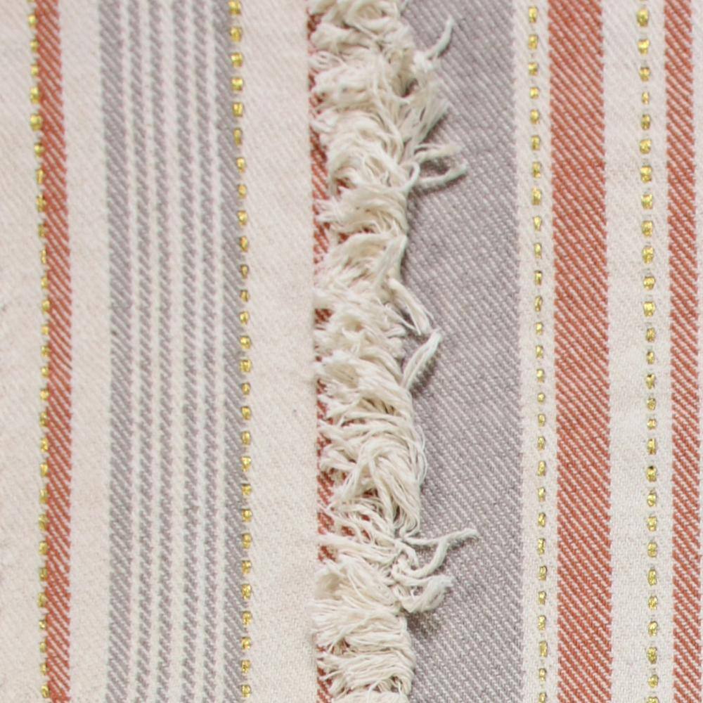 Rust and Gray Striped Cotton Knitted Throw Blanket