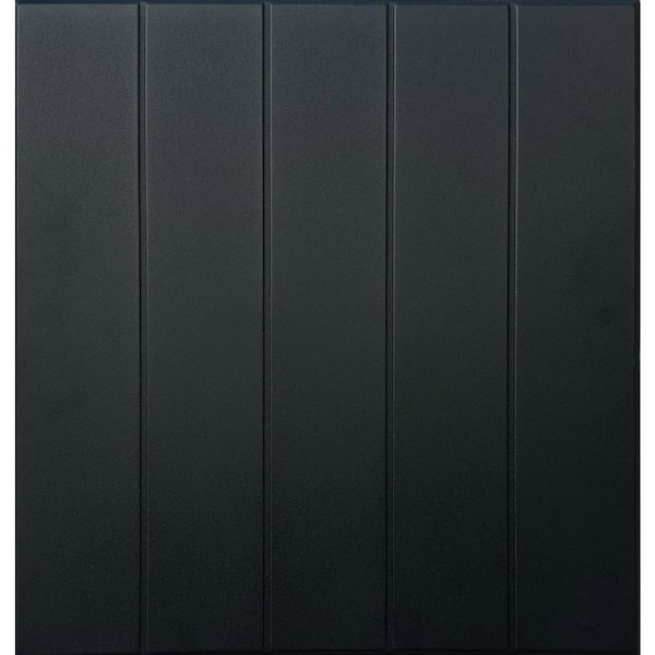 Bead Board Black Matte 1.6 ft. x 1.6 ft. Glue Up Foam Ceiling Tile (21.6 sq. ft. /Case)