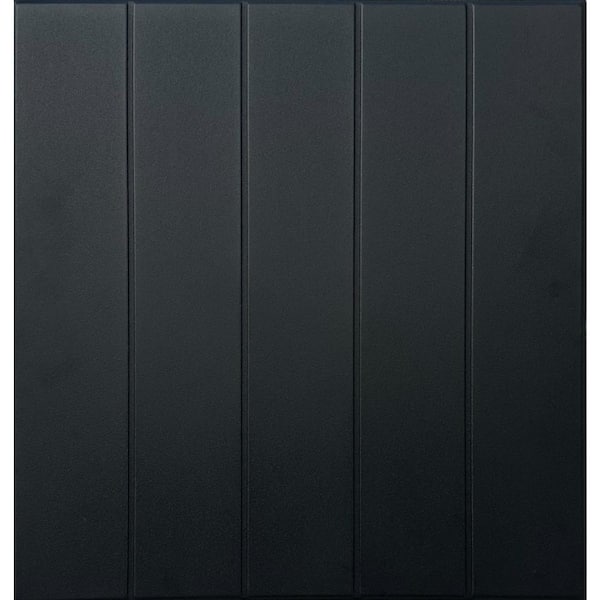A La Maison Ceilings Bead Board Black Matte 1.6 ft. x 1.6 ft. Glue Up Foam Ceiling Tile (259.2 sq. ft./case)