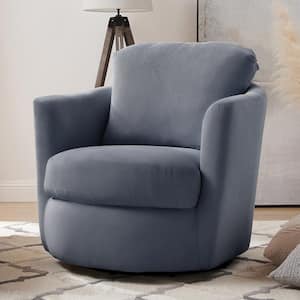 Ivina Stone Blue Corduroy Swivel Barrel Chair