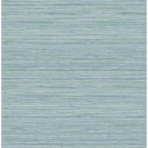 Barnaby Light Blue Faux Grasscloth Light Blue Paper Strippable Roll (Covers 56.4 sq. ft.)