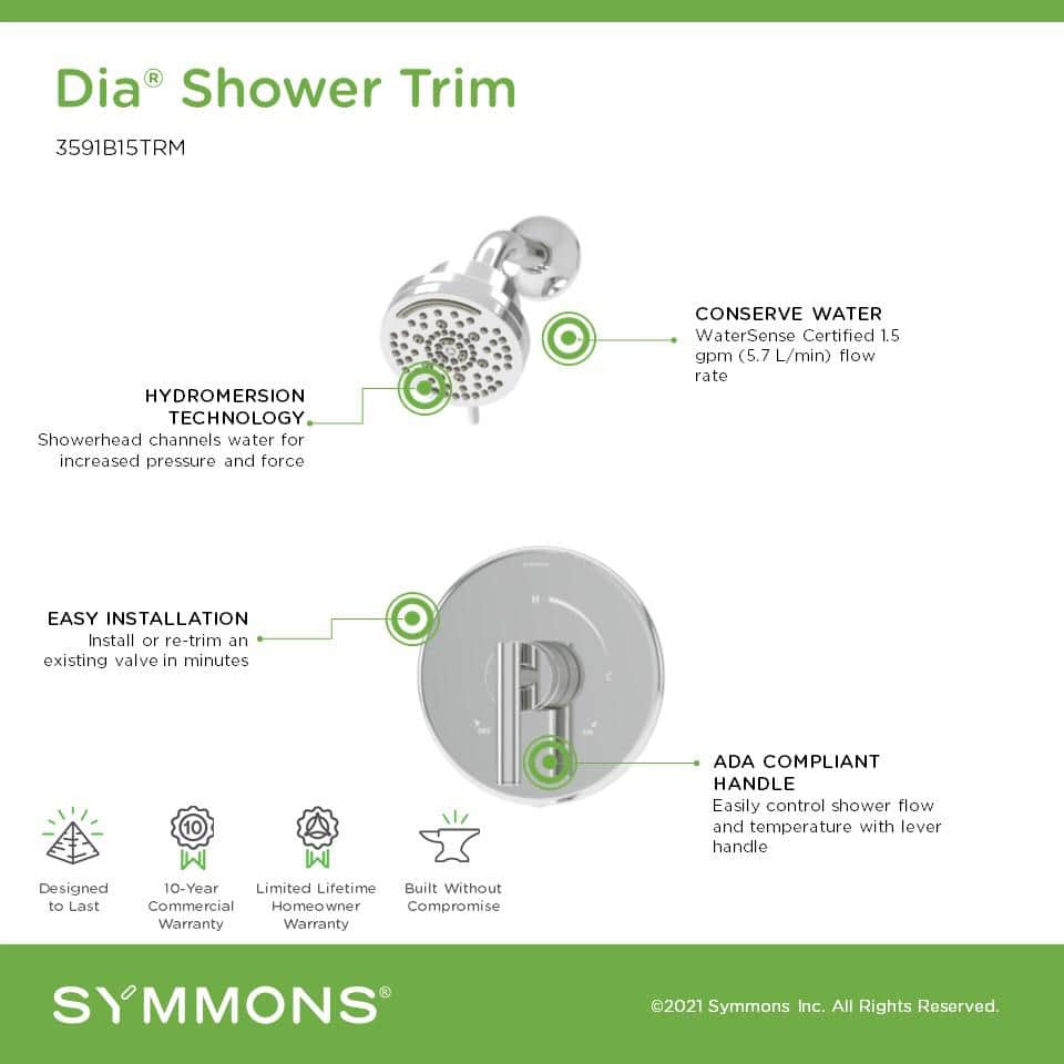 Dia Chrome Wall Mounted Shower Faucet Trim Kit