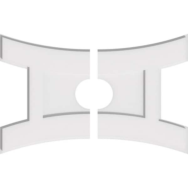 Ekena Millwork 24 in. W x 16 in. H x 4 in. ID x 1 in. P Haven Architectural Grade PVC Contemporary Ceiling Medallion (2-Piece)