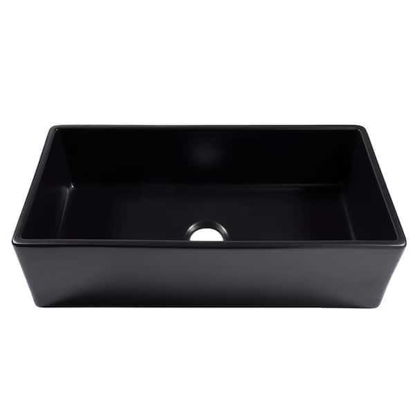 Bradstreet II 36 in. Farmhouse Apron Front Undermount Single Bowl Matte Black Fireclay Kitchen Sink