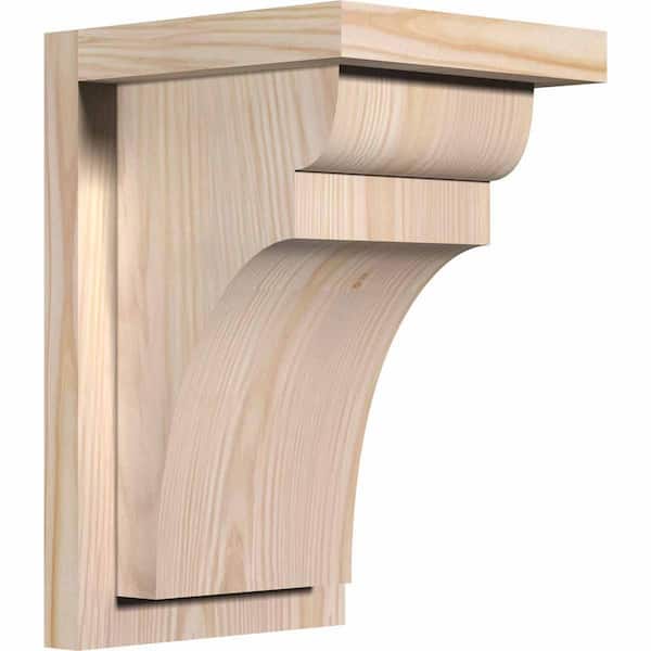 Ekena Millwork 7-1/2 in. x 8 in. x 12 in. Douglas Fir Yorktown Smooth Corbel with Backplate
